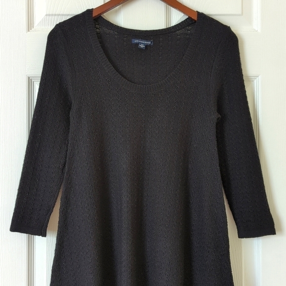 American Eagle Knit Quarter Sleeve Round Neck Flowy A-Line Mini Dress Black S - Picture 2 of 12